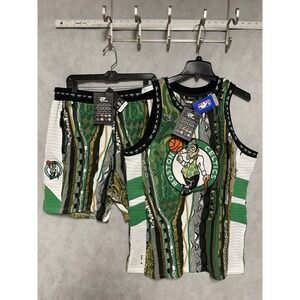 NWT Coogi Sweater Set L NBA Protege Boston Celtics Top Vest Shorts 2 Pcs 3D Knit